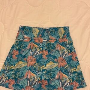 UV SKINZ SCORT SIZE SMALL Tropical Floral A-Line Skirt - Teal & Coral